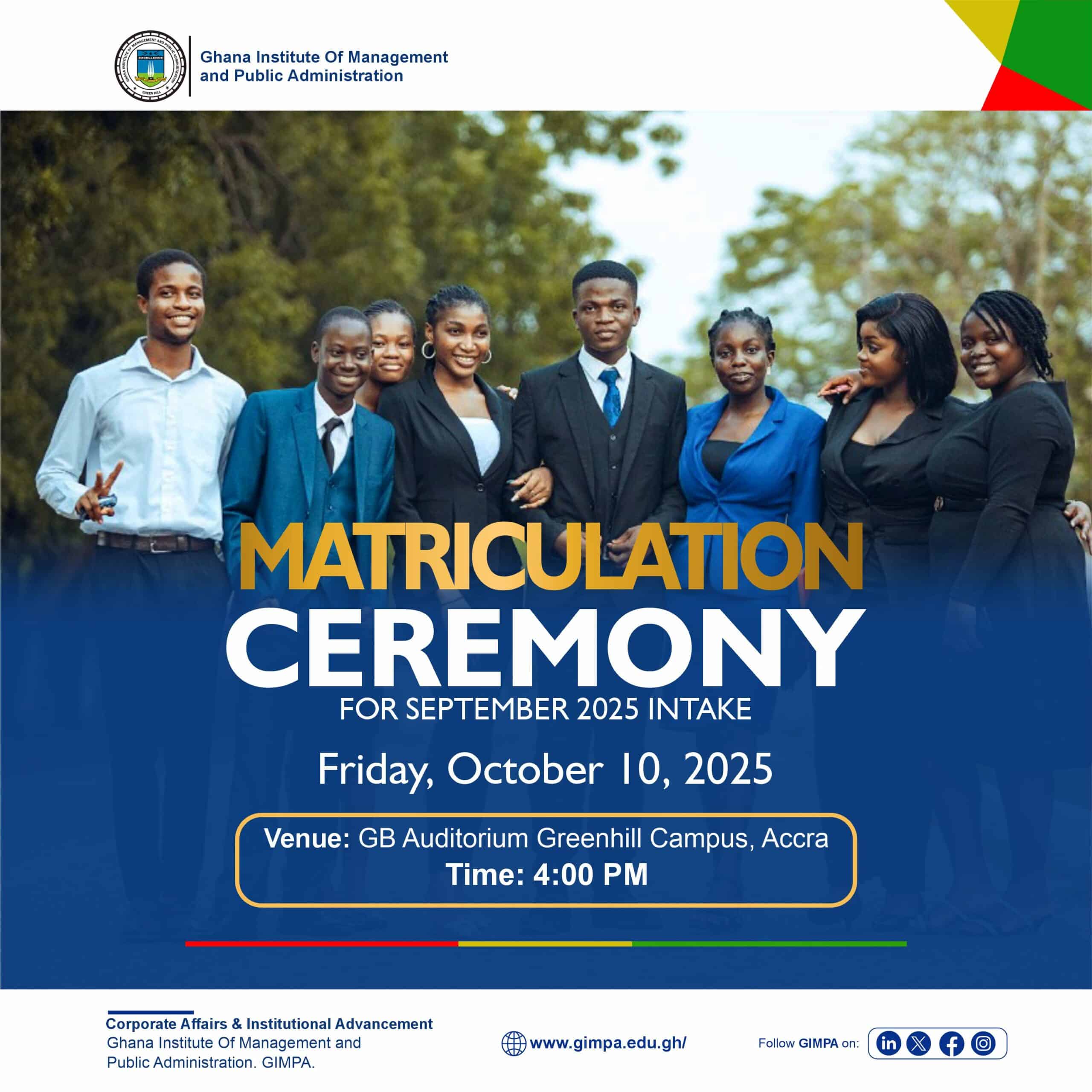 Matriculation Ceremony-September intakes 2025/2026 Admissions