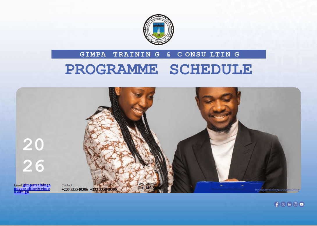 GIMPA TRAINING & CONSULTING PROGRAMME SCHEDULE